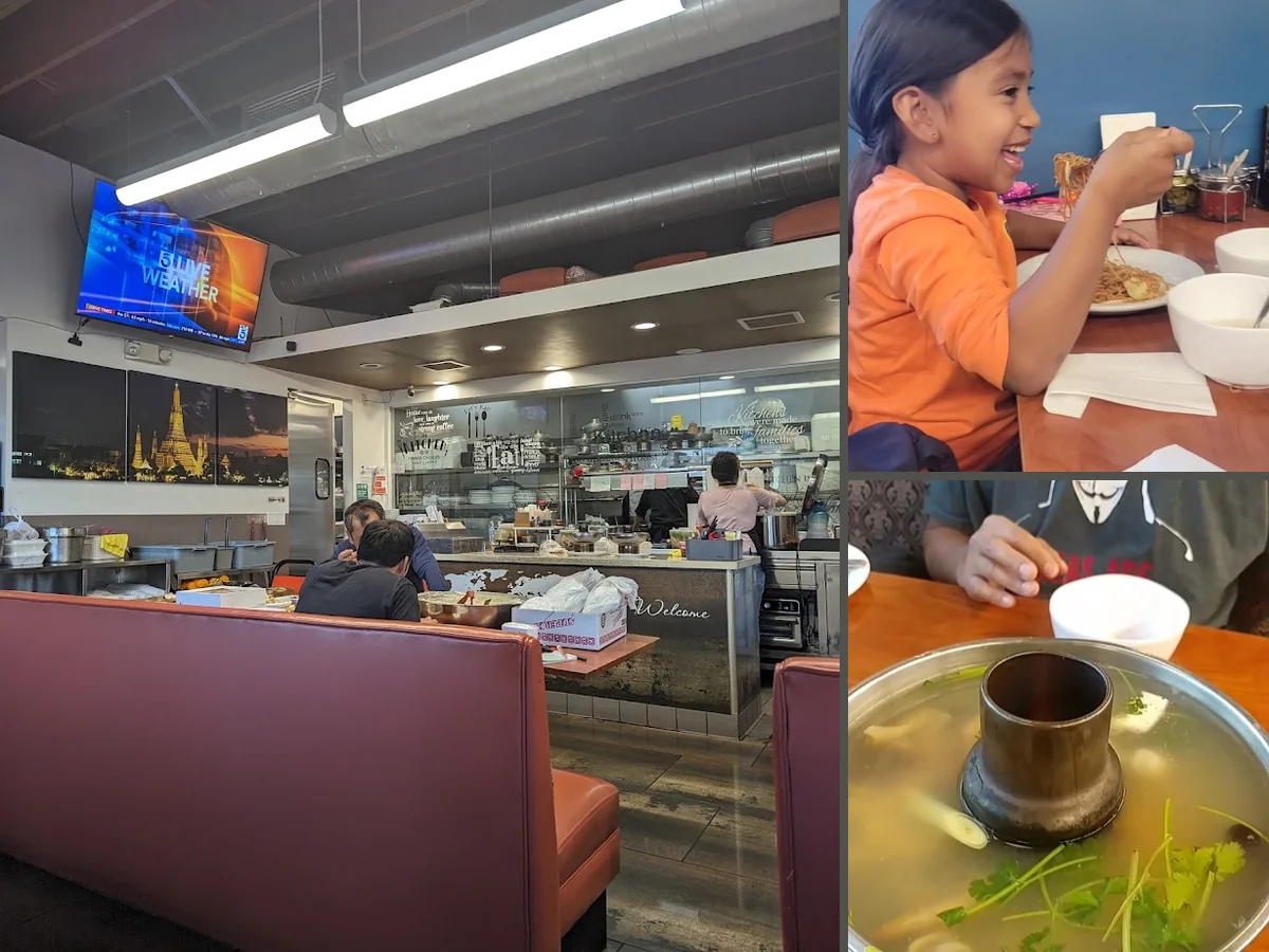 Casual interior with seating for lunch and dinner.
