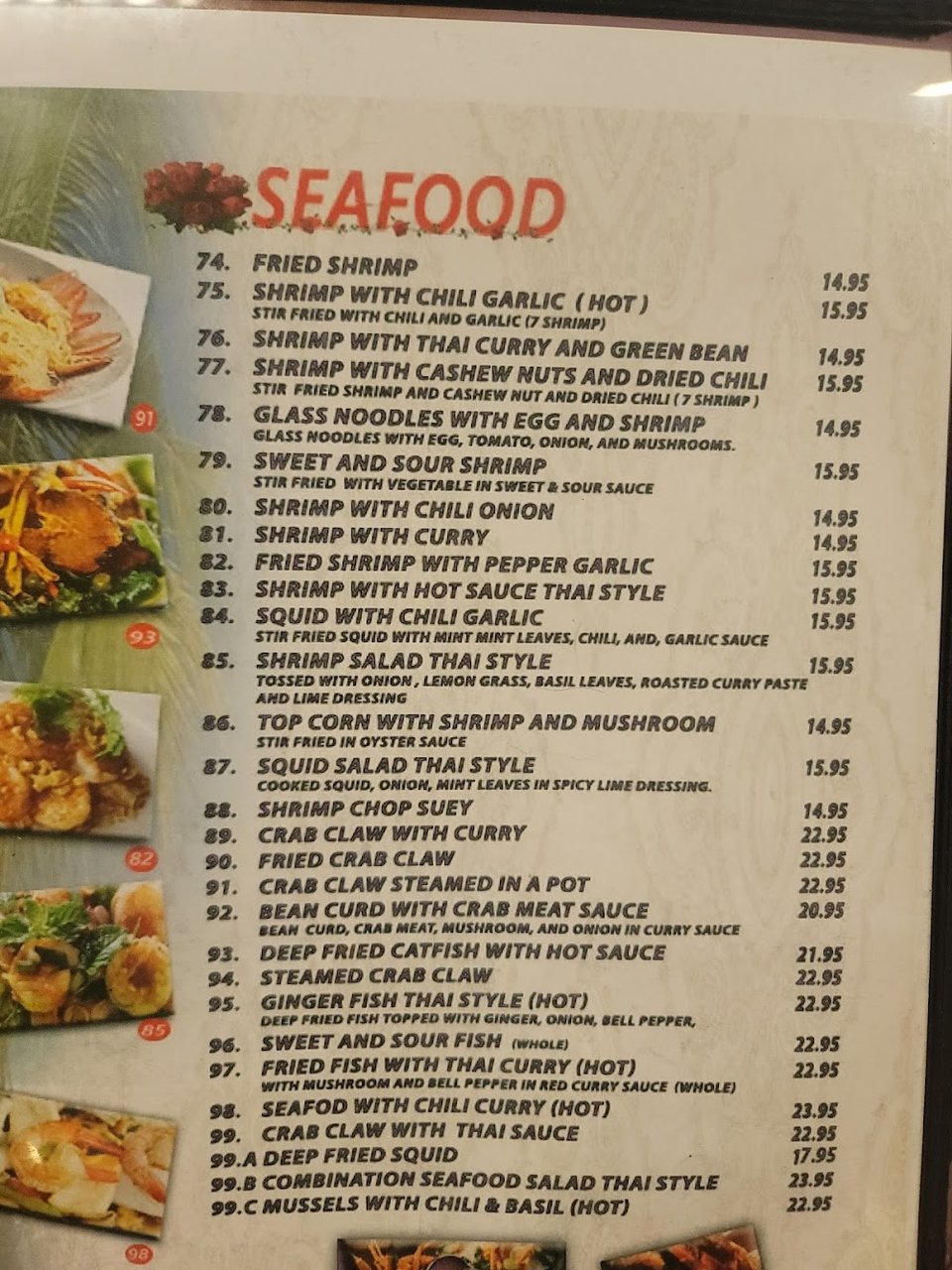 Menu board with soups, chow mein, and chicken dishes.